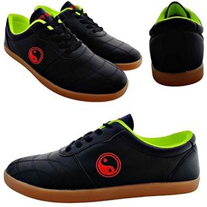 Thai Chi wu Shu Kung Fu Karate Taekwondo schoenen sportschoenen fitnessstudio vechtkunst antislip, Zwart Groen, 45 EU