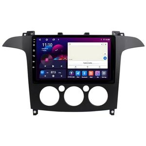 Android 14 GPS Navigation Stereo voor Ford S-MAX S MAX 1 2006-2015 9 Inch 2 Din Car Stereo Radio met CarPlay AHD Omgekeerd beeld Bedieningselementen op het stuur Bluetooth(B,S1 1G+32G)