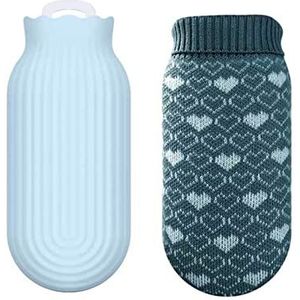Mini warmwaterkruik, warmwaterkruik magnetron verwarming siliconen warmwaterkruikzak met gebreide hoes, warme en koude therapieën rugpijn - cadeau voor ouders, kerstmis (maat: multi) (maat: lavendel)