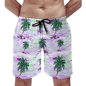 Mooie Palm Trees Mens Beach Shorts Sneldrogende Board Shorts Mesh Voering Strand Broek Gym Zwembroek XL