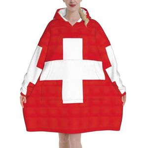 Oversized Zwitserse Vlag Hoodies Vrouwen Uk Pluizige Deken Hoodie Sherpa Vrouwen Fleece Draagbare Deken Mannen