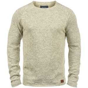 Blend BHDan gebreide trui voor heren, fijn gebreide trui met ronde hals, katoenmix, label-patch, regular fit, wit (bone white 70016), M
