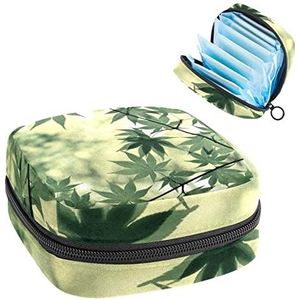 Periode Pouch Draagbare Tampon Opbergtas,Tampon Houder voor Portemonnee Vrouwelijke Product Organizer,Groene Bladeren Plant Gebladerte Tak, Meerkleurig, 4.7x6.6x6.6 in/12x17x17 cm