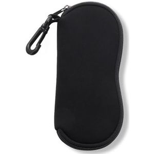 Brillen Case Ultralichte Draagbare Neopreen Rits Met Karabijnhaak Bril Case Zonnebril Case Rits Brillen Pouch Tas Brillen Houder, Zwart, Eén maat