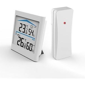 Digitaal LCD-weerstation Indoor Outdoor Trend Hygrometer Thermometer Draadloze Afstandssensor Bewegingsgeactiveerde Achtergrondverlichting(White)
