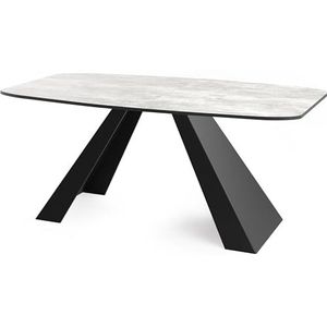 WFL GROUP Eettafel Monte in moderne stijl, rechthoekige tafel, uittrekbaar van 180 cm tot 220 cm, gepoedercoate zwarte metalen poten, 180 x 90 cm (betongrijs, 180 x 90 cm)