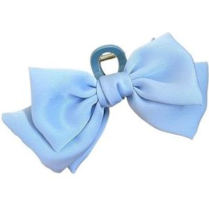 Koreaanse Grote Dubbele Zijde Effen Satijn Chiffon Plastic Haarelastiekjes Krab Clips Klauw for Vrouwen Meisjes Zwarte Strik Accessoires Zomer (Color : Blue)