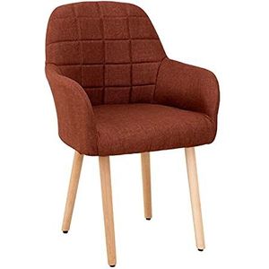 GEIRONV 1 Stuk Moderne Eetkamerstoel,voor Thuis Woonkamer Slaapkamer Lounge Stoel Katoen Linnen Massief Hout Bureaustoel 57×48×82cm Eetstoelen (Color : Brown, Size : 57x48x82cm)