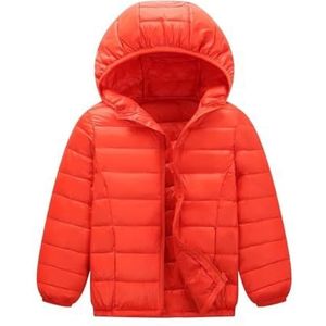 Kinderdonsjack Ultrazachte geïsoleerde jassen Kinderen Warme winterkleding Jongens Meisjes Lichtgewicht gewatteerde bovenkleding Winddichte capuchon Winterjassen Jas for jongens en meisjes(Orange,Size