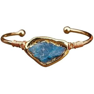 Vrouwen Citrien Kralen Manchet Armbanden Edelstenen Stenen Polsband Armband (Color : Blue Apatite)
