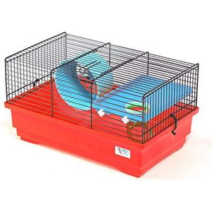 decorwelt hamsterstokken rood buitenmaten 40x25,5x22 knaagkooi hamster plastic kleine dieren kooi met accessoires