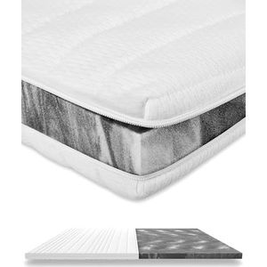 AM Qualitätsmatratzen - Basic Topper stevig 140x200cm (SG35) - Hardheidsgraad 3 en 4 - Stevige & Aanpasbare Matrastopper 140 x 200 - Harde topper - Voor Matras en Boxspringbed - Made in Germany
