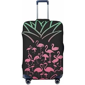 WOWBED Ananas Flamingo's Gedrukt Koffer Cover Elastische Reizen Bagage Protector Past 18-32 Inch Bagage, Zwart, M