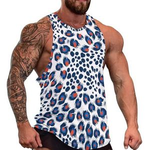 Leopard Skin Pattern Heren Tank Top Grafische Mouwloze Bodybuilding Tees Casual Strand T-Shirt Grappige Gym Spier
