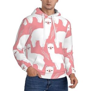 Jkkghll Alpaca lama print mannen capuchon warme lichtgewicht trui voor winter herfst en lente vrijetijdskleding, Zwart, XS