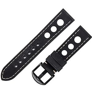 LUGEMA Horloge Band Band Zachte Lederen Horloge Band Polsband met gesp Koeienhuid Drie gaten Ademend horlogegordel 20mm 22mm vintage bruin(Dark grey-Black,22mm)