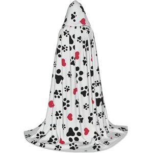 YQxwJL Liefde kat poot hart puppy voetafdruk unisex capuchon mantel heksen tovenaar cape mantel voor Halloween cosplay party kostuum