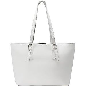 David Jones - Boodschappentas voor dames, groot formaat, schooltas voor meisjes, draagtas, schoudertas, PU-leer, lang handvat, shopper, grote capaciteit, A4, tas voor studenten, werk, Wit, Eén maat