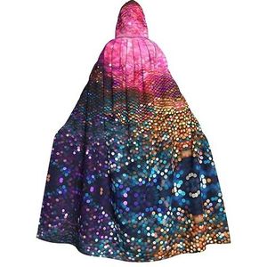 FRGMNT Kleurverloop Pailletten Sparkle print Mannen Hooded Mantel, Volwassen Cosplay Mantel Kostuum, Cape Halloween Dress Up, Hooded Uniform