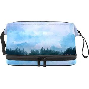 Grote capaciteit reizen cosmetische tas,Make-up tas,Waterdichte make-up tas Organizer, Lente olieverfschilderij, Meerkleurig, 27x15x14 cm/10.6x5.9x5.5 in