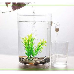 Ronde plastic Creative Ecologische Desktop Mini Aquarium Gold Fish Bowl, Lazy watertank met Kassei, Boom Plant Gras en LED Light NCCZ