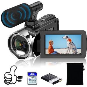 Windancy Videocamera FHD 1080p 48MP 4K camcorder voor YouTube, video vlogging camera recorder 18X digitale zoom 3,0 inch 270 graden rotatie IPS scherm camera camcorder