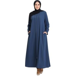 Kant Abaya Islamitische lange mouw Vloerlengte Rits Vloerlengte Abaya Dubai Kaftan