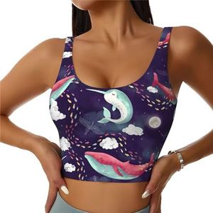 Walvis Print Casual Wear Vrouwen Sport Vest Yoga Vest Workout Vest Voor Vrouwen Lichtgewicht Trendy, Zwart, S