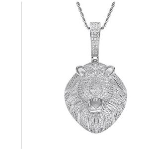 Hoofd Ketting Lion Head Gold Necklace Hip Hop Street Hanger Sieraden 60 cm Chains Hoofdketting (Style : AL1171-Silver)