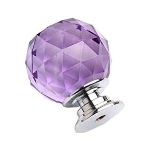 Kristallen handvat, kast knoppen, 1PCS 30mm kleuren kristallen bolvorm glazen knoppen kast trekt ladeknoppen meubels handvat hardware (kleur: rood) (kleur: unieke kleur) (Color : Purple, Size : 1pcs