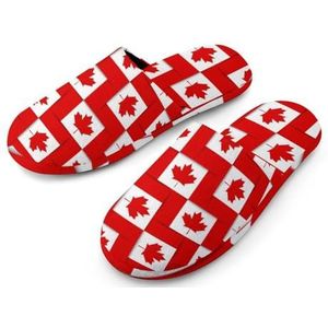 Canadese Canadese vlag volledige print dames slippers warme anti-slip rubberen zool huis schoenen voor indoor hotel 36-37 (5.5-6)