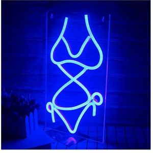 Hangende kunst neonreclames Neon LED Bikini Model Dames Acryl Muurbevestiging Bar Party Club Home Slaapkamer Winkel Reclame Decoratieve Verlichting