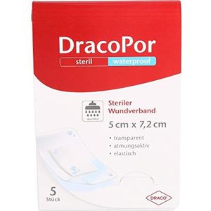 DracoPor waterproof 5 cm x 7,2 cm transparent steriler Wundverband, 5 st. Wondverbanden