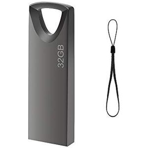 USB-stick 32 GB Slanke geheugenstick waterdicht voor school, kantoor, auto, PC en laptop (grijs)