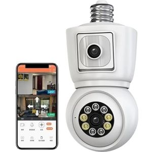 Camera's voor huisbeveiliging 4K 8MP E27 Lamp Camera Dual Lens Dual Screen Auto Tracking Tweeweg Audio Kleur Nachtzicht Outdoor Beveiligingscamera met bewegingsdetectie (Size : 8MP Add 64G Card)