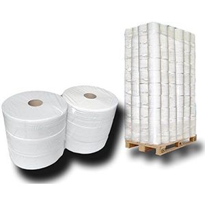 Pallet Jumbo toiletpapier, grote rollen, jumborollen, toiletpapier, 2-laags, hoogwit, 100% cellulose, lengte ca. 360 m, diameter: ca. 28 cm, scheurvast
