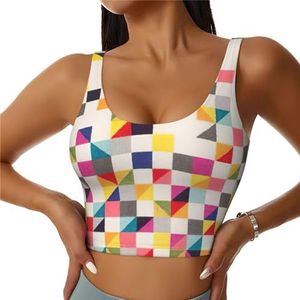 Driehoek Geometrische Print Casual Wear Vrouwen Sport Vest Yoga Vest Workout Vest Voor Vrouwen Lichtgewicht Trendy, Zwart, S