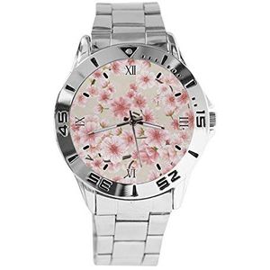 Cherry Blossom Formule Mode Womens Horloges Sport Horloge voor Mannen Casual Rvs Band Analoge Quartz Horloge