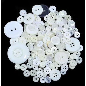 50g Kleurrijke Gemengde Hars Knopen Rotundity Huishoudelijke Handgemaakte DIY Naaibenodigdheden Kleding Accessoires Materiaal-Wit-50g