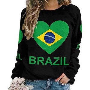 Liefde Brazilië Nieuwigheid Sweatshirt Voor Vrouwen Ronde hals Top Lange Mouw Trui Casual Grappig