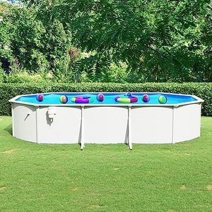 Pool & Spa Zwembad met Stalen Muur Ovaal 610x360x120 cm Wit Huis & Tuin