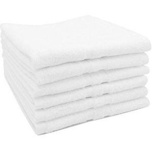 ZOLLNER set van 6 handdoeken, 50x70 cm, 100% katoen, 450g/qm, wit