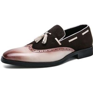 Herenschoenen Formeel Klassiek Casual Zakelijk Banket Bruiloft Instappers,Beige,38 EU