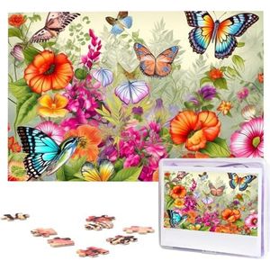 KHiry Puzzels, 1000 stukjes, gepersonaliseerde legpuzzels vogels bloemen vlinder foto puzzel uitdagende foto puzzel voor volwassenen Personaliz Jigsaw met opbergtas (74,9 cm x 50 cm)