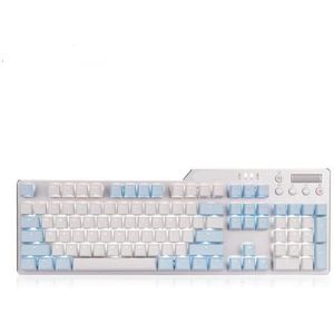 QPSJXN Mechanisch gamingtoetsenbord, bekabeld, AK35I 110, computertoetsenbord, wit (Tea Switch PBT BW)