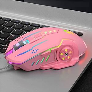3600 Dpi USB-bekabelde gamingmuis 6 knoppen mechanisch, e-sports muizen achtergrondverlichting 6D kleurrijke gamingmuis voor laptop PC computer gamer (roze)