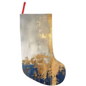 Goud Blauw Wit Print Kerst Kousen,Vakantie Party Decoraties