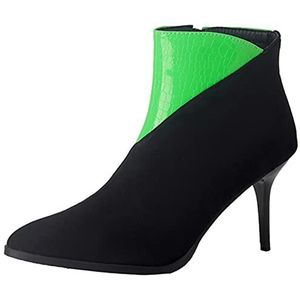 Onewus Lichte, luxe enkellaarzen voor dames met stiletto-hakken en puntige kant voor feestjes, groen 2, 38 EU