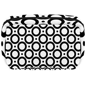 Zwarte Ronde Cirkel Dots Patroon Cosmetische Rits Pouch Make-up Tas Reizen Waterdichte Toiletry Zakken voor Vrouwen, Meerkleurig, 17.5x7x10.5cm/6.9x4.1x2.8in