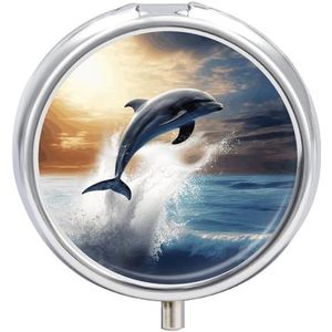 Pillendoos - Ronde Pill Case - Draagbare Geneeskunde Tablet Vitamine Houder - 5 cm x 5 cm x 1,7 cm